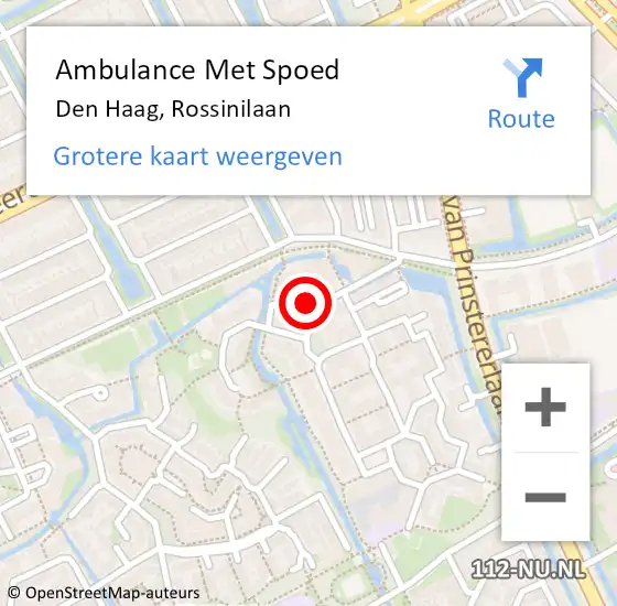 Locatie op kaart van de 112 melding: Ambulance Met Spoed Naar Den Haag, Rossinilaan op 7 juli 2024 09:09