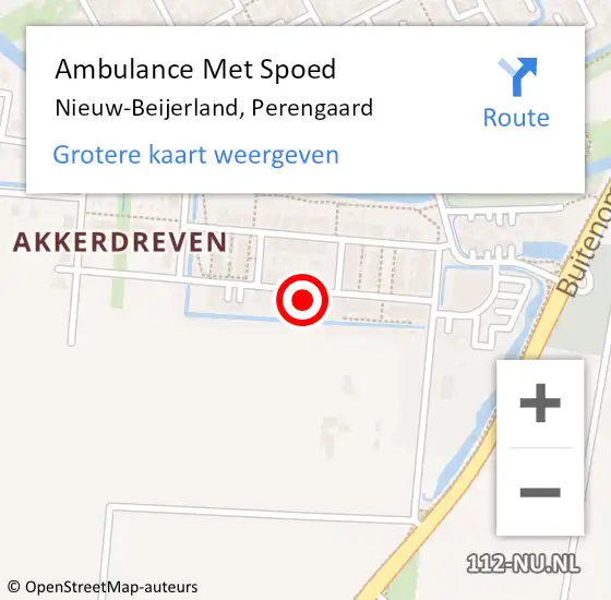 Locatie op kaart van de 112 melding: Ambulance Met Spoed Naar Nieuw-Beijerland, Perengaard op 7 juli 2024 09:18