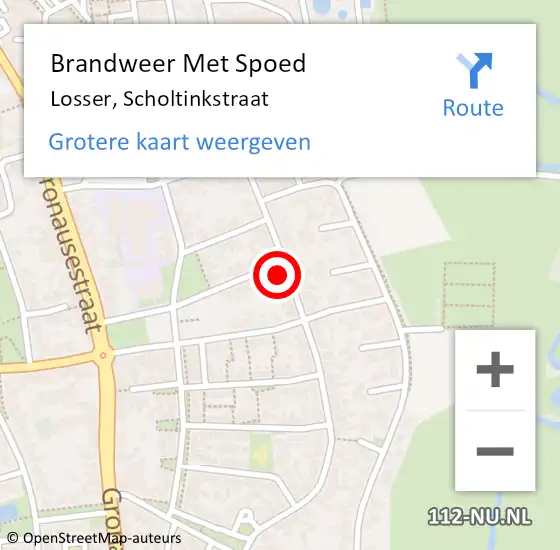 Locatie op kaart van de 112 melding: Brandweer Met Spoed Naar Losser, Scholtinkstraat op 7 juli 2024 09:27