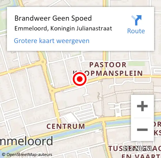 Locatie op kaart van de 112 melding: Brandweer Geen Spoed Naar Emmeloord, Koningin Julianastraat op 7 juli 2024 09:33