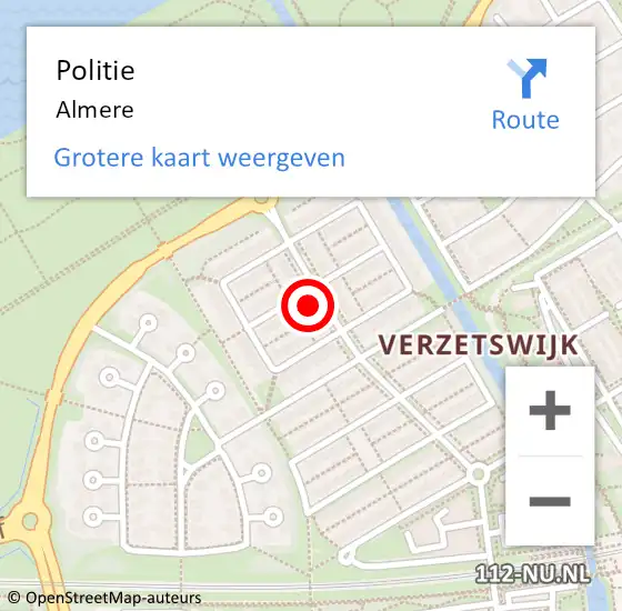 Locatie op kaart van de 112 melding: Politie Almere op 7 juli 2024 09:44