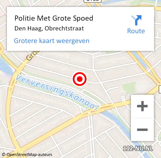 Locatie op kaart van de 112 melding: Politie Met Grote Spoed Naar Den Haag, Obrechtstraat op 7 juli 2024 09:44