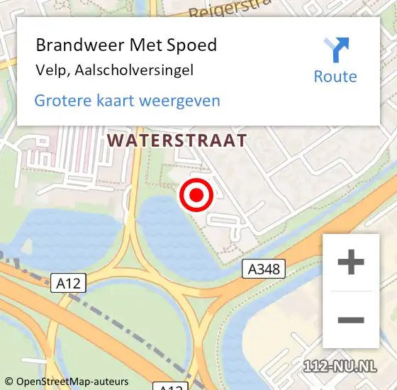 Locatie op kaart van de 112 melding: Brandweer Met Spoed Naar Velp, Aalscholversingel op 7 juli 2024 09:45