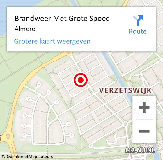 Locatie op kaart van de 112 melding: Brandweer Met Grote Spoed Naar Almere op 7 juli 2024 09:46