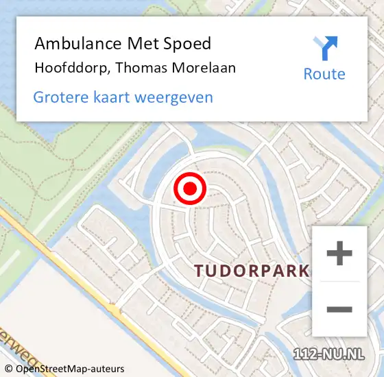 Locatie op kaart van de 112 melding: Ambulance Met Spoed Naar Hoofddorp, Thomas Morelaan op 7 juli 2024 09:50