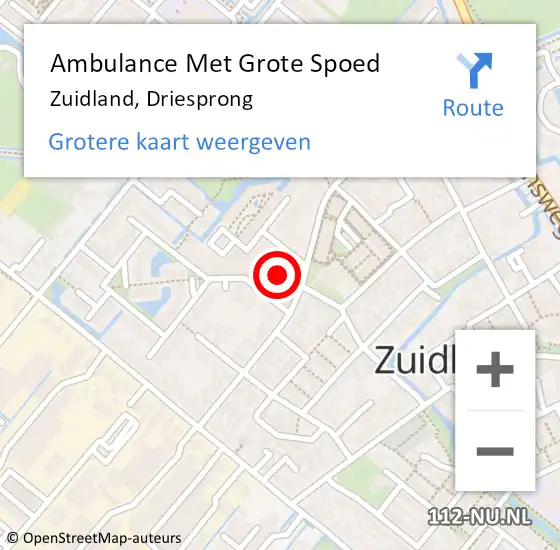 Locatie op kaart van de 112 melding: Ambulance Met Grote Spoed Naar Zuidland, Driesprong op 7 juli 2024 10:05