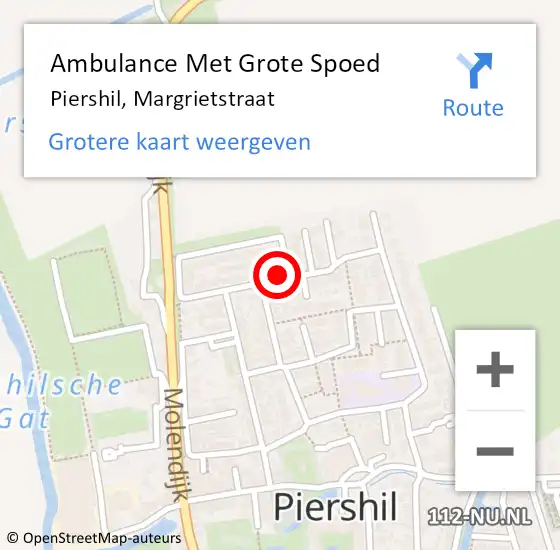 Locatie op kaart van de 112 melding: Ambulance Met Grote Spoed Naar Piershil, Margrietstraat op 7 juli 2024 10:31