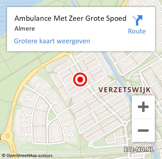 Locatie op kaart van de 112 melding: Ambulance Met Zeer Grote Spoed Naar Almere op 7 juli 2024 10:59