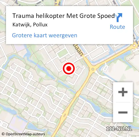 Locatie op kaart van de 112 melding: Trauma helikopter Met Grote Spoed Naar Katwijk, Pollux op 7 juli 2024 11:09