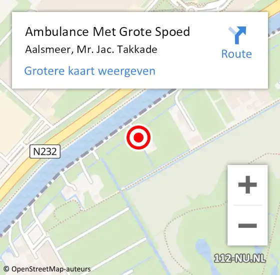 Locatie op kaart van de 112 melding: Ambulance Met Grote Spoed Naar Aalsmeer, Mr. Jac. Takkade op 7 juli 2024 11:10