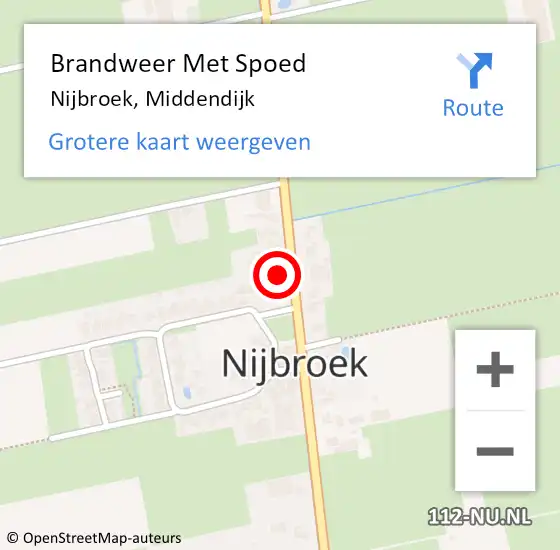 Locatie op kaart van de 112 melding: Brandweer Met Spoed Naar Nijbroek, Middendijk op 7 juli 2024 11:18