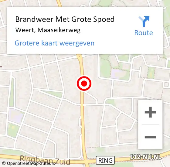 Locatie op kaart van de 112 melding: Brandweer Met Grote Spoed Naar Weert, Maaseikerweg op 7 juli 2024 11:36