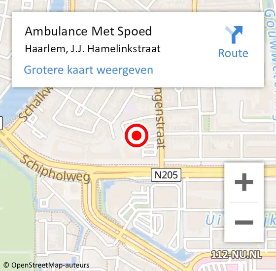 Locatie op kaart van de 112 melding: Ambulance Met Spoed Naar Haarlem, J.J. Hamelinkstraat op 7 juli 2024 11:52