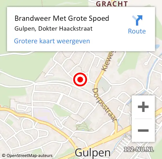 Locatie op kaart van de 112 melding: Brandweer Met Grote Spoed Naar Gulpen, Dokter Haackstraat op 7 juli 2024 12:22