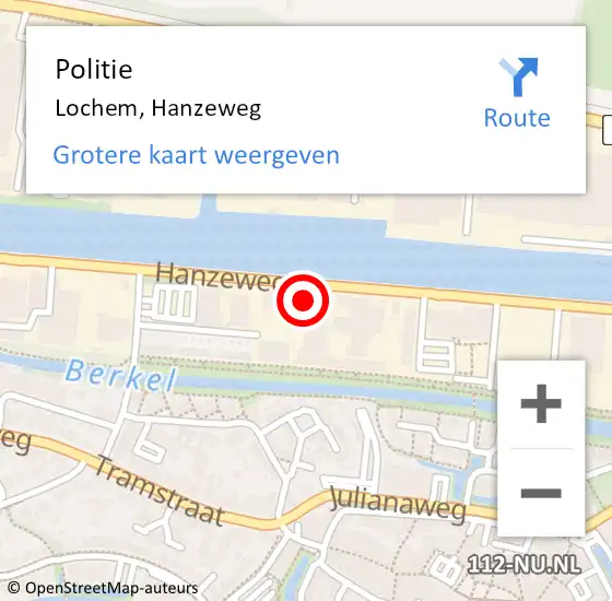 Locatie op kaart van de 112 melding: Politie Lochem, Hanzeweg op 7 juli 2024 12:23