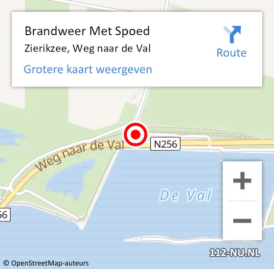 Locatie op kaart van de 112 melding: Brandweer Met Spoed Naar Zierikzee, Weg naar de Val op 7 juli 2024 12:31