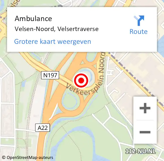 Locatie op kaart van de 112 melding: Ambulance Velsen-Noord, Velsertraverse op 7 juli 2024 12:35