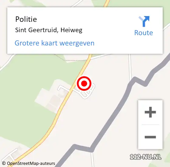 Locatie op kaart van de 112 melding: Politie Sint Geertruid, Heiweg op 7 juli 2024 12:36