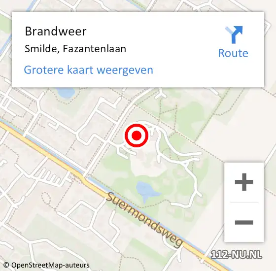 Locatie op kaart van de 112 melding: Brandweer Smilde, Fazantenlaan op 12 oktober 2014 08:23