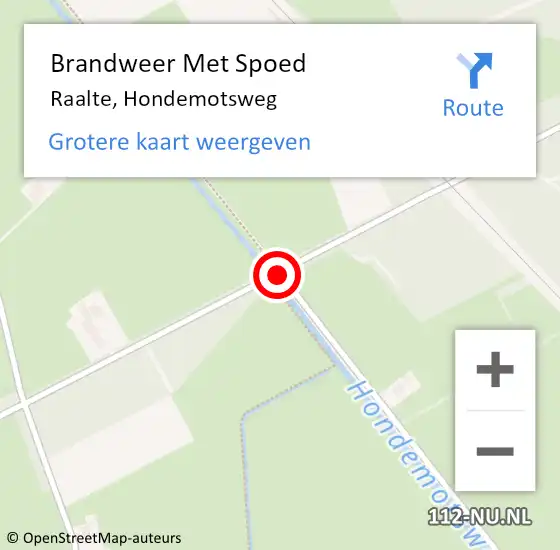 Locatie op kaart van de 112 melding: Brandweer Met Spoed Naar Raalte, Hondemotsweg op 12 oktober 2014 08:24