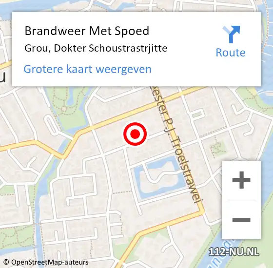 Locatie op kaart van de 112 melding: Brandweer Met Spoed Naar Grou, Dokter Schoustrastrjitte op 7 juli 2024 13:07