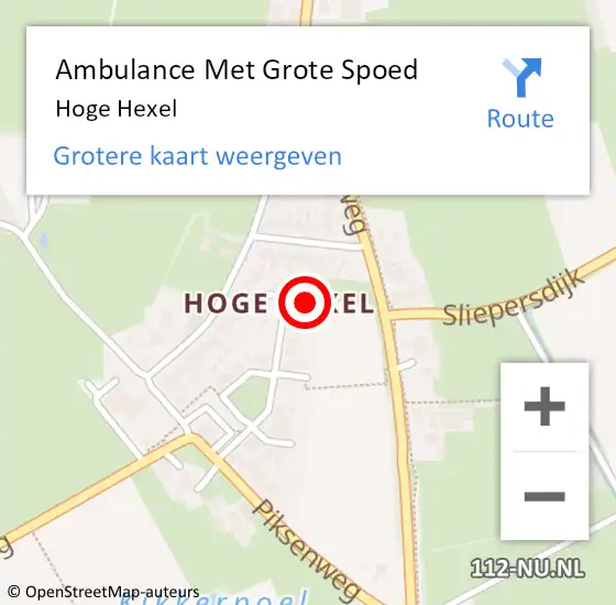 Locatie op kaart van de 112 melding: Ambulance Met Grote Spoed Naar Hoge Hexel op 7 juli 2024 13:12