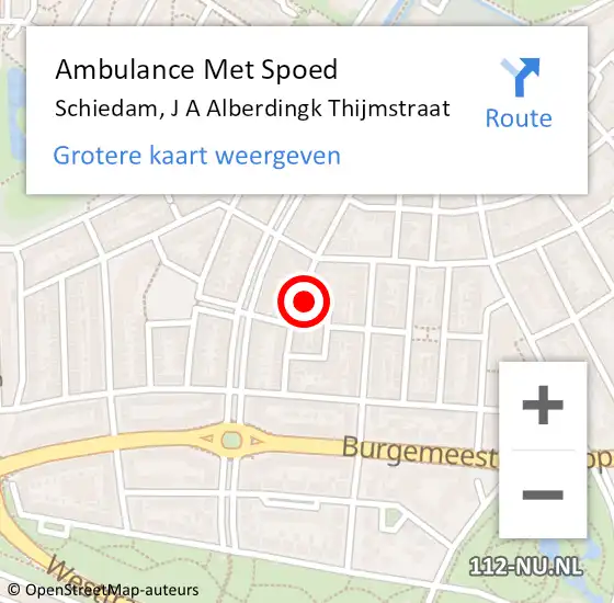 Locatie op kaart van de 112 melding: Ambulance Met Spoed Naar Schiedam, J A Alberdingk Thijmstraat op 7 juli 2024 13:16