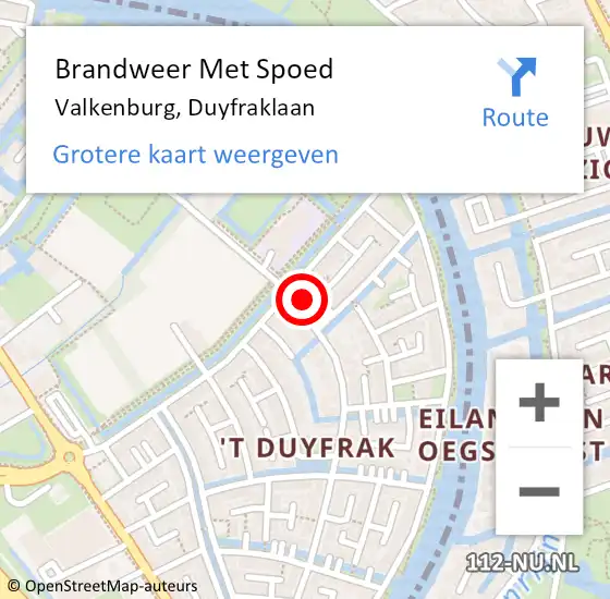 Locatie op kaart van de 112 melding: Brandweer Met Spoed Naar Valkenburg, Duyfraklaan op 7 juli 2024 13:36