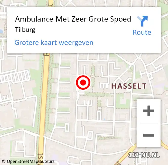 Locatie op kaart van de 112 melding: Ambulance Met Zeer Grote Spoed Naar Tilburg op 7 juli 2024 13:51