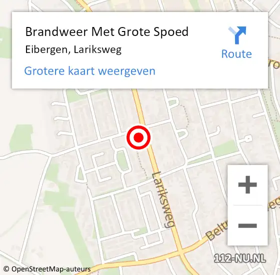 Locatie op kaart van de 112 melding: Brandweer Met Grote Spoed Naar Eibergen, Lariksweg op 7 juli 2024 13:59