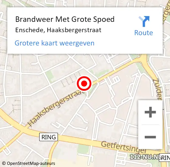 Locatie op kaart van de 112 melding: Brandweer Met Grote Spoed Naar Enschede, Haaksbergerstraat op 7 juli 2024 14:14