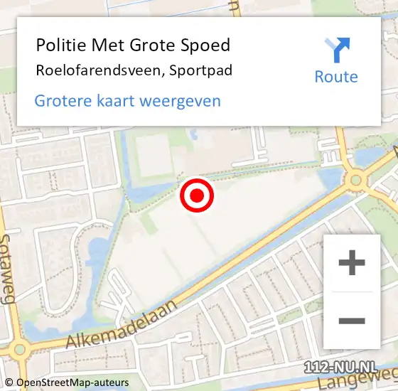 Locatie op kaart van de 112 melding: Politie Met Grote Spoed Naar Roelofarendsveen, Sportpad op 7 juli 2024 14:20