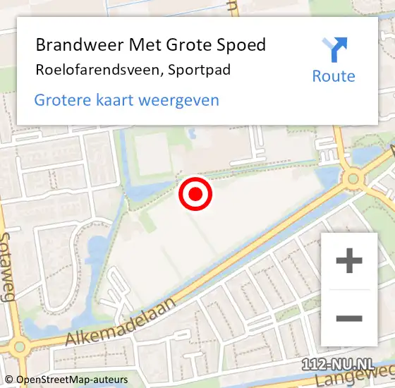 Locatie op kaart van de 112 melding: Brandweer Met Grote Spoed Naar Roelofarendsveen, Sportpad op 7 juli 2024 14:22