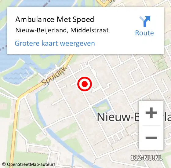 Locatie op kaart van de 112 melding: Ambulance Met Spoed Naar Nieuw-Beijerland, Middelstraat op 7 juli 2024 14:37