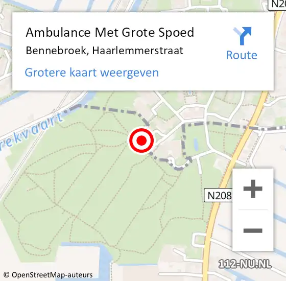 Locatie op kaart van de 112 melding: Ambulance Met Grote Spoed Naar Bennebroek, Haarlemmerstraat op 7 juli 2024 14:44