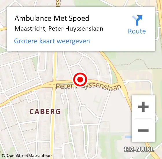 Locatie op kaart van de 112 melding: Ambulance Met Spoed Naar Maastricht, Peter Huyssenslaan op 7 juli 2024 14:46