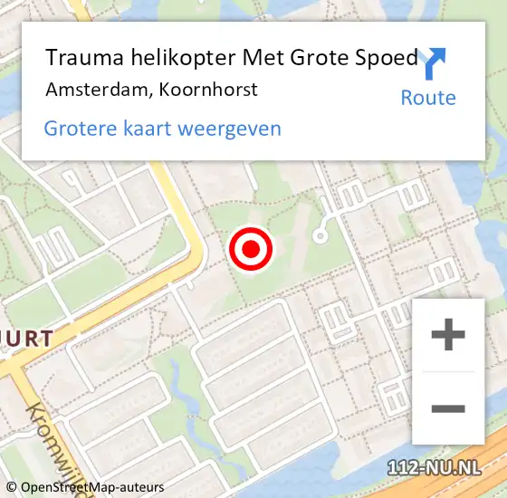 Locatie op kaart van de 112 melding: Trauma helikopter Met Grote Spoed Naar Amsterdam, Koornhorst op 7 juli 2024 14:51