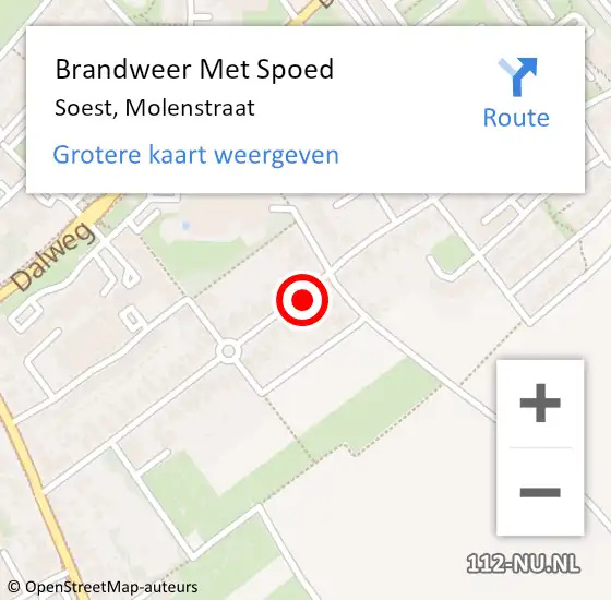 Locatie op kaart van de 112 melding: Brandweer Met Spoed Naar Soest, Molenstraat op 7 juli 2024 14:59