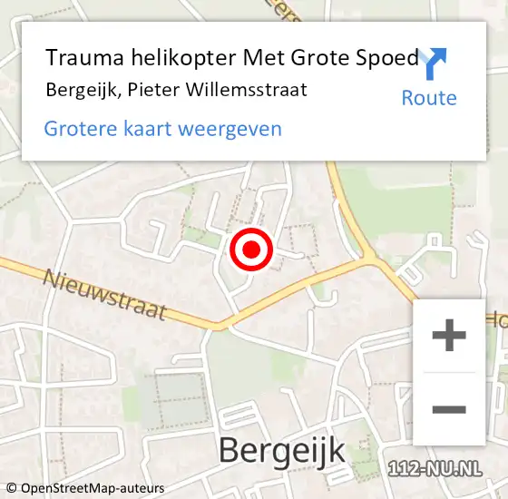 Locatie op kaart van de 112 melding: Trauma helikopter Met Grote Spoed Naar Bergeijk, Pieter Willemsstraat op 7 juli 2024 15:03