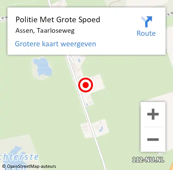 Locatie op kaart van de 112 melding: Politie Met Grote Spoed Naar Assen, Taarloseweg op 7 juli 2024 15:23