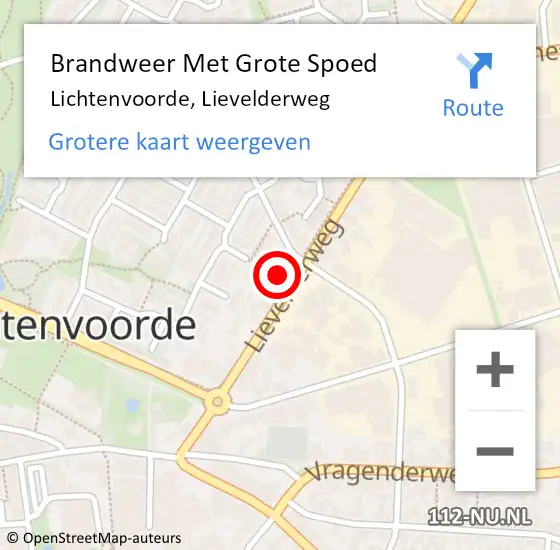 Locatie op kaart van de 112 melding: Brandweer Met Grote Spoed Naar Lichtenvoorde, Lievelderweg op 7 juli 2024 15:42