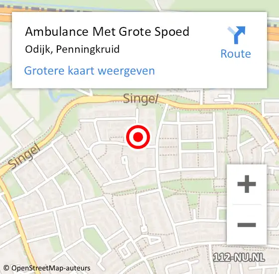 Locatie op kaart van de 112 melding: Ambulance Met Grote Spoed Naar Odijk, Penningkruid op 17 oktober 2013 11:59