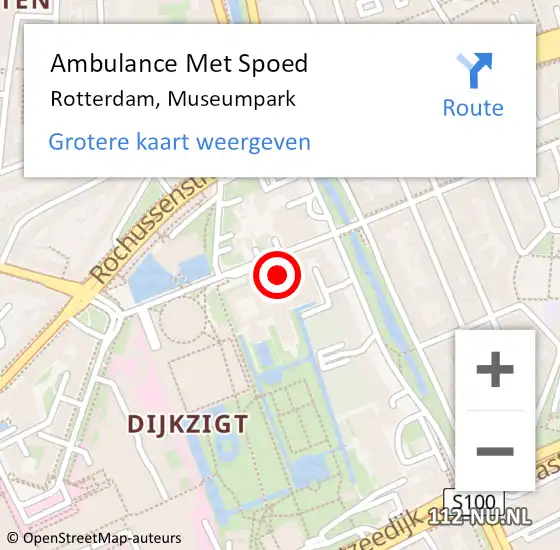 Locatie op kaart van de 112 melding: Ambulance Met Spoed Naar Rotterdam, Museumpark op 7 juli 2024 15:47