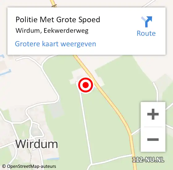 Locatie op kaart van de 112 melding: Politie Met Grote Spoed Naar Wirdum, Eekwerderweg op 7 juli 2024 15:57