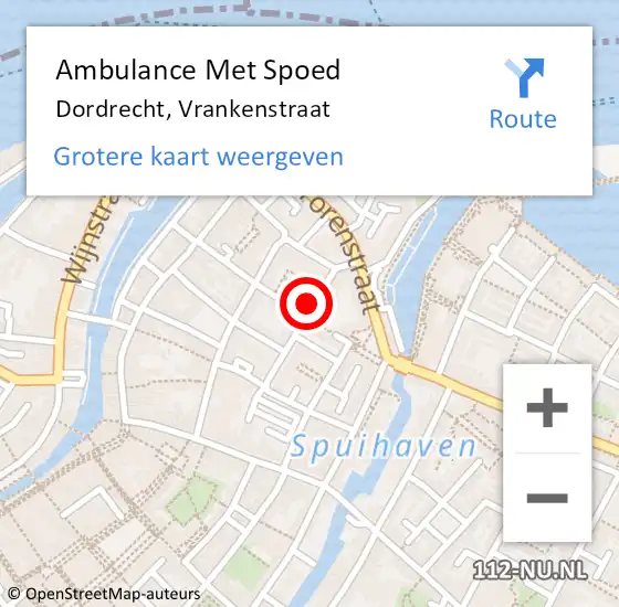 Locatie op kaart van de 112 melding: Ambulance Met Spoed Naar Dordrecht, Vrankenstraat op 7 juli 2024 16:00