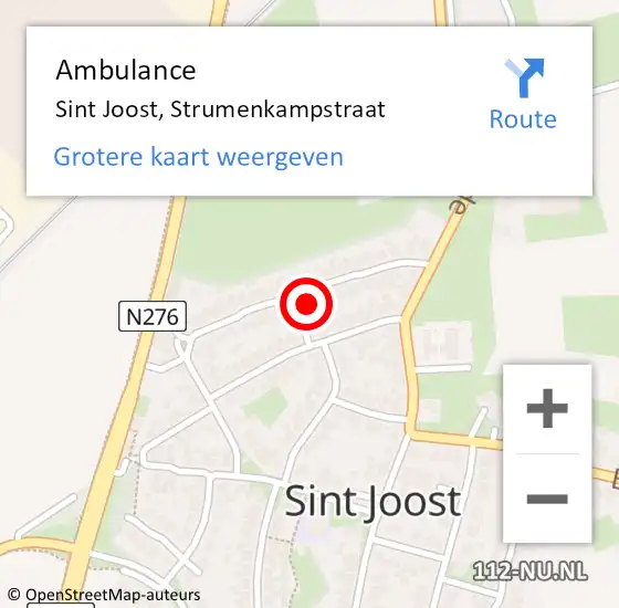 Locatie op kaart van de 112 melding: Ambulance Sint Joost, Strumenkampstraat op 12 oktober 2014 09:01