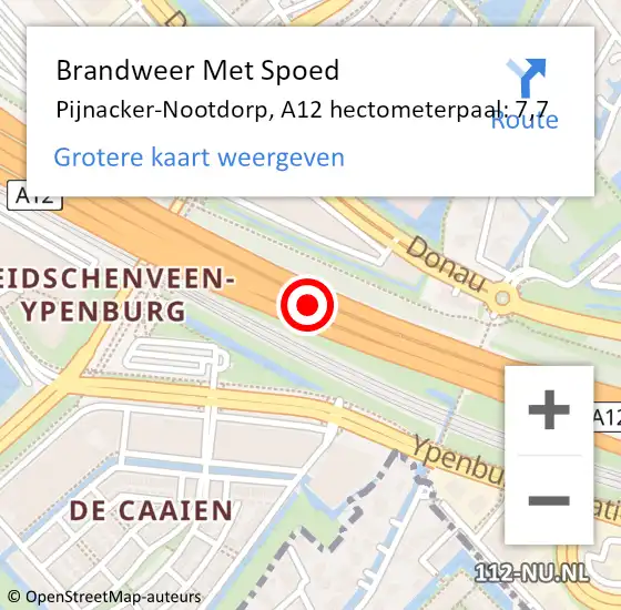 Locatie op kaart van de 112 melding: Brandweer Met Spoed Naar Pijnacker-Nootdorp, A12 hectometerpaal: 7,7 op 7 juli 2024 16:37