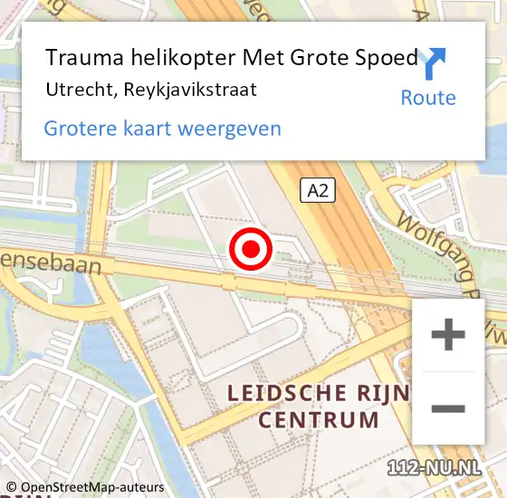 Locatie op kaart van de 112 melding: Trauma helikopter Met Grote Spoed Naar Utrecht, Reykjavikstraat op 7 juli 2024 17:06