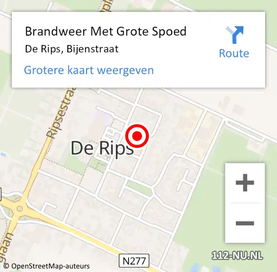 Locatie op kaart van de 112 melding: Brandweer Met Grote Spoed Naar De Rips, Bijenstraat op 7 juli 2024 17:27