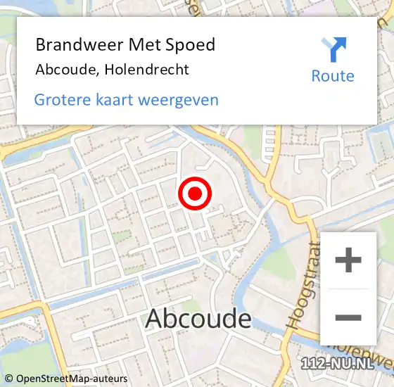 Locatie op kaart van de 112 melding: Brandweer Met Spoed Naar Abcoude, Holendrecht op 7 juli 2024 17:32